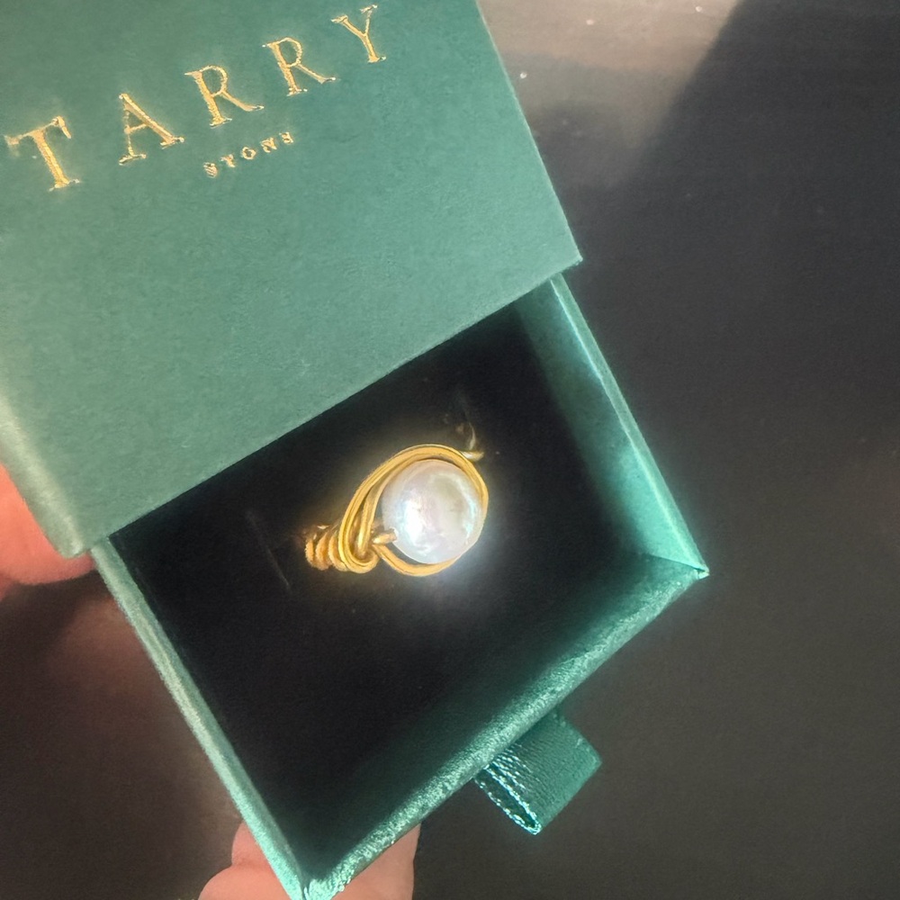 Gold FreashWater Pearl Ring - Handmade -Wired Jewelry